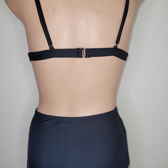 NEW SMALL HIGH WAISTED 2 PIECE BLACK TRIANGLER CUPS RACERBACK OR REG SWIMSUIT - Picture 5 of 8
